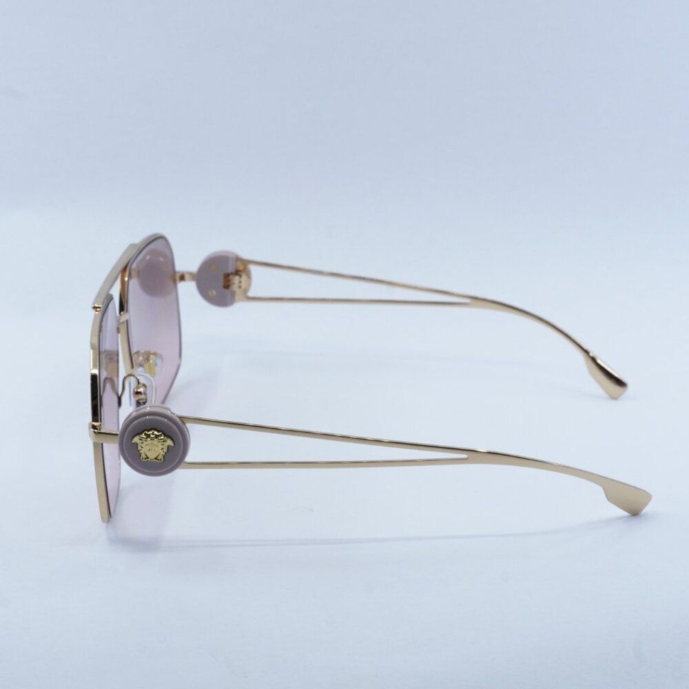 Versace VE2269 10027E Sunglasses Gold Geometric Frame, Pink Mirror Lenses - Picture 8 of 14